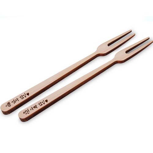 에코숲라이프 천연 편백나무 포크 각인추가(2개세트), 각인추가, 2개