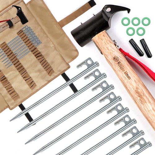 브리즈문 단조팩 캠핑망치 데크 텐트 타프 롤 팩 20CM 8개 세트, SCR40 블랙 20CM 8개, 단조팩파우치: 탄베이지, 01.타이탄망치