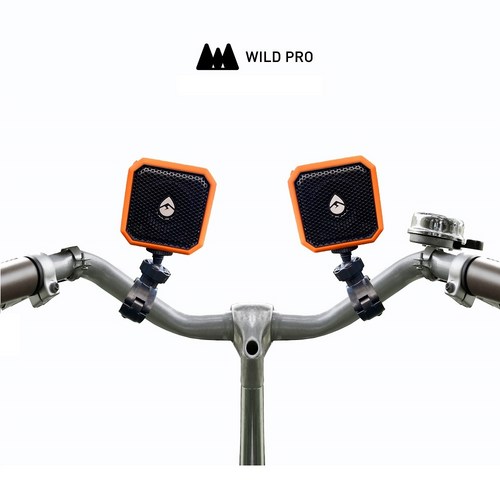 와일드프로 페블라이트 듀얼 스테레오 자전거 차량거치 캠핑 휴대용 방수 블루투스스피커, 블랙+자전거 거치대(2개)