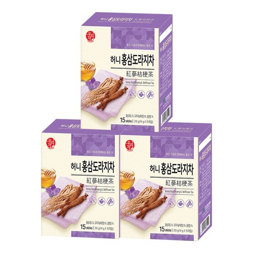 송원 허니 홍삼도라지차 15포 x3 (45포), 3개, 15개입, 14g