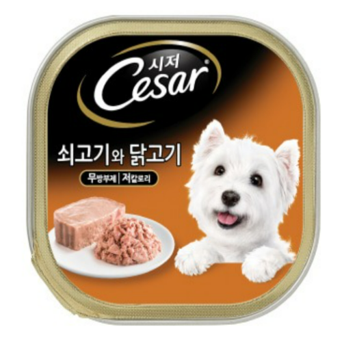 시저 반려견 주식캔, 쇠고기와 닭고기 (1세 이상), 100g, 36개