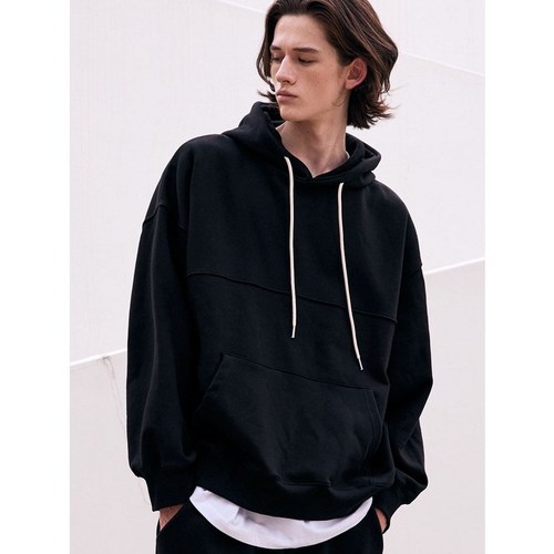 MOO 7.2.5 오버핏 절개 후드 맨투맨 국내생산