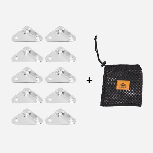 KOOLMAN(쿨맨) 스트링 삼각 스토퍼 8mm 파우치포함, 삼각스토퍼 10개 - 실버 + 메쉬파우치 A