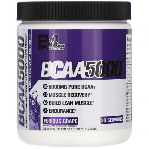 EVLUTIONNUTRITION BCAA 5000mg 퓨리어스 그레이프, 258g, 1개 - BCAA 추천