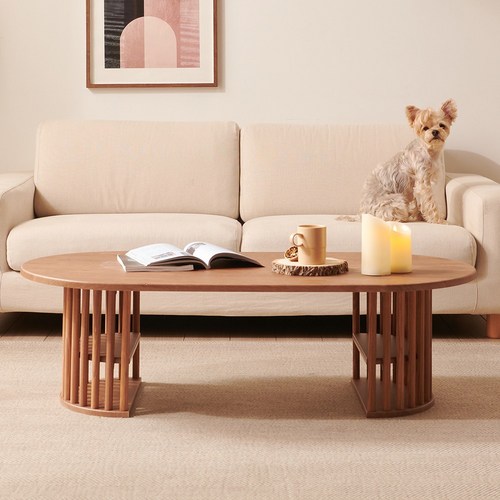 데시앙 알베로 1200 북아메리카 소나무 원형 거실 소파테이블 DECS009, 단품