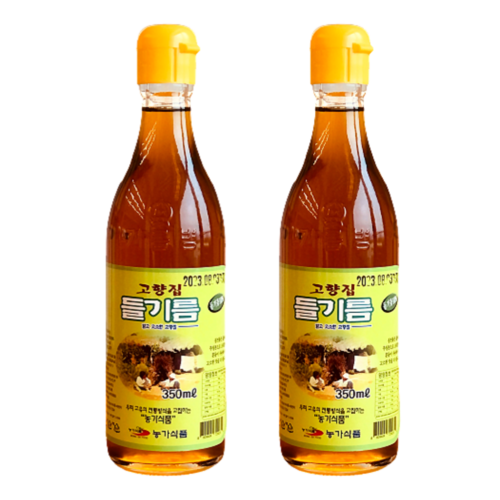 해피유통 맑고 깨끗한 고소한 들기름 350ml, 2개