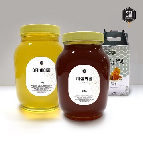 참다른꽃꿀 아카시아꿀 2.4kg + 야생화꿀 2.4kg (선물포장), 1개