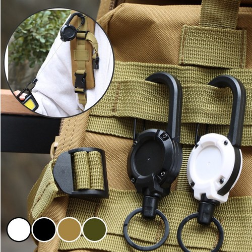 클릭마켓 더 튼튼한 와이어 낚시 등산 릴고리 열쇠고리, 밀리터리베이지, 1개