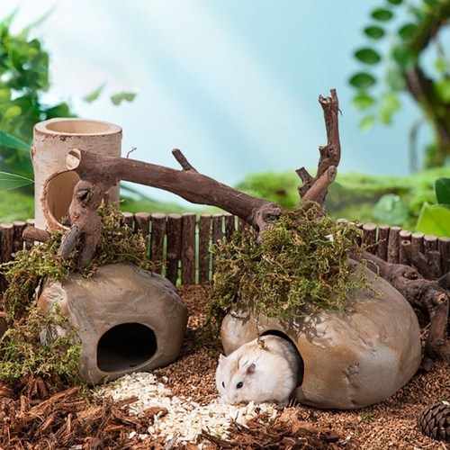 바위 모양 햄스터 은신처 하우스 케이지 용품, 터널형, 1개