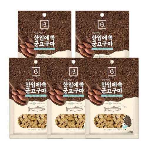 한입에쏙 군고구마 강아지 건조 간식 100g, 고구마 + 소고기 혼합맛, 5개