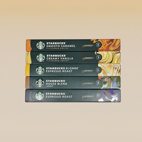 네스프레소 오리지널 호환 스타벅스 커피캡슐/ 캐러멜 바닐라 블론드 하우스 에스프레소/ 총5종 50개입 /산미X, 캐러멜,바닐라,블론드,하우스,에스프레소, 53g, 5개, 10개입