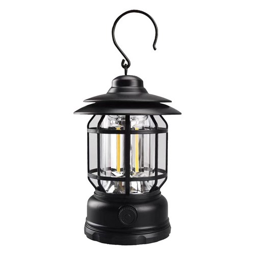 LED 충전식 캠핑랜턴 레트로 감성 감성 차박 텐트, 1개, 블랙