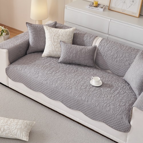 뷔이위이 쇼파패드 워싱 논****** 패브릭 퀼트 쇼파 커버 소파 패드 사계절, 그레이, 1개
