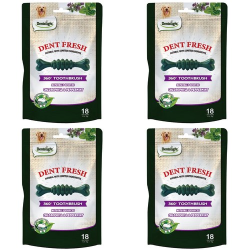 덴탈라이트 덴탈 프레쉬 360도 칫솔 강아지 간식, 입냄새 제거, 150g, 4개