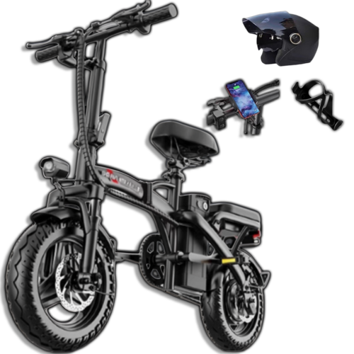 GT 전기자전거접이식 고출력 전동 출퇴근 미니벨로 경량 48V, 블랙, 스틸