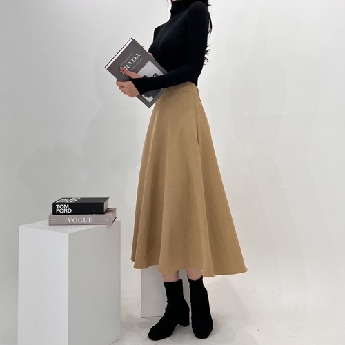 디어로라 여성용 기모 플레어 A라인 롱스커트 2