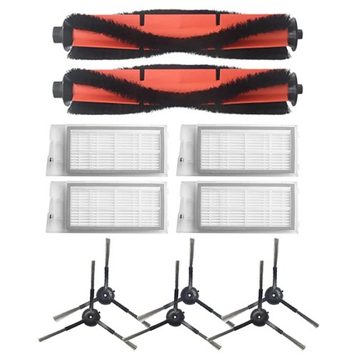 Roidmi EVE Plus 로봇 진공 청소기 메인 브러시 HEPA 필터 사이드 브러시 교체 액세서리 부품 용 12Pcs, 그림 색상, 그림 색상