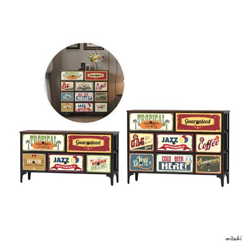 zipkick 인테리어 빈티지 서랍장 2단 3단 4단 5단 거실장 철제 패브릭 서랍장, 빈티지와이드