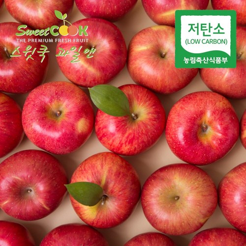 스윗쿡 과일앤 저탄소인증 홍로 부사 사과 정품, 당도선별 사과 3kg 중과, 1개