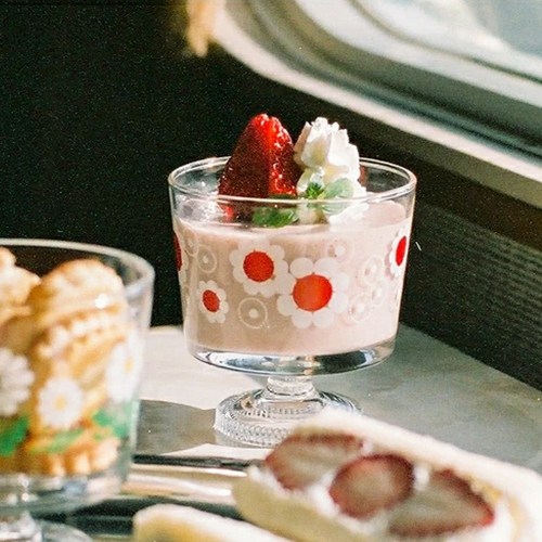 아데리아 레트로 아이스크림볼 파르페잔 고블렛잔 높은형 285ml, 레드 데이지, 1개