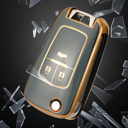 V8MAX 쉐보레 CH-13 자동차 스마트키 키케이스 실리콘 TPU 키커버 키홀더 키링 브이팔맥스, 블루그레이