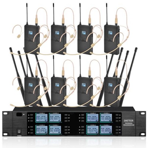 전문 무선 마이크 시스템 UHF 핸드헬드 세트 무대 공연용 예배 집 회의실 8 채널, 03 Headset Microphone
