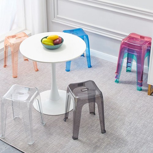 더준 플라스틱 투명의자 카페 고스트체어, 사각투명의자 L(투명), 1개