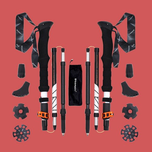 브리진 프리미엄 두랄루민 7075 등산스틱 세트, 블랙, 블랙, 1개