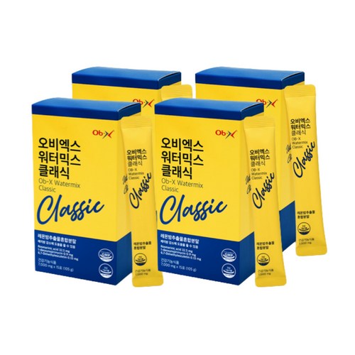 [식약처기능인정] 뱃살타파 2주완성 마시는 레몬밤 오비엑스 워터믹스 클래식, 105g, 4개