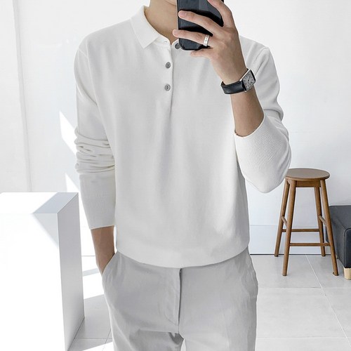 맨즈에버 남자 긴팔 니트 카라 티셔츠 15컬러