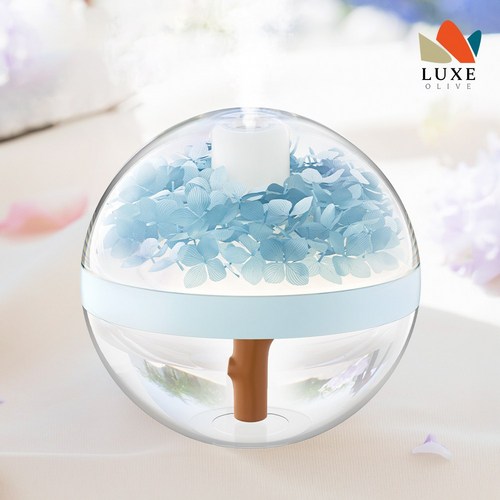 럭스올리브 플라워 미스트 무선 미니 가습기, 블루