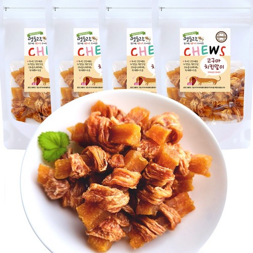 멍도락 고구마말이 오리 치킨 국내산 강아지수제간식, 4개, 90g, 고구마치킨말이