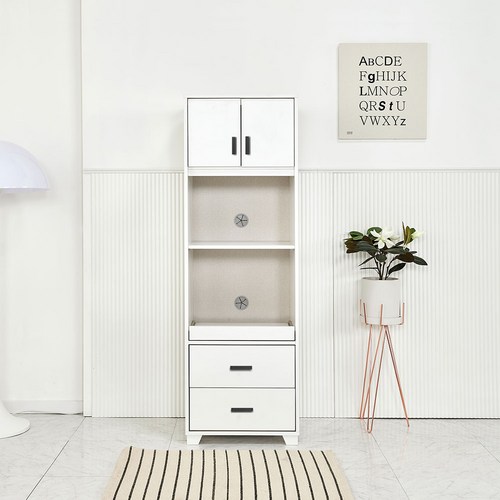 오로라 슬림 다용도 틈새 주방 수납 높은 다용도 장, 화이트그레이(손잡이 골드)