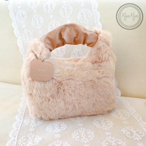 먀먀 여성 퍼 밍크 미니 가방 토트백 숄더 크로스백 인조퍼 복조리 느낌 털가방