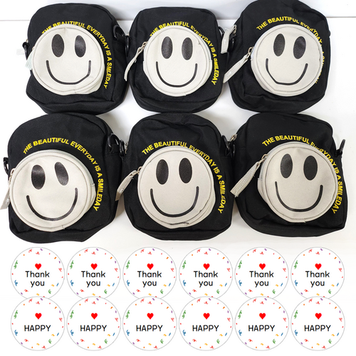 어린이집 답례품 생일 선물 스마일 크로스백 6세트+답례용스티커, 1개
