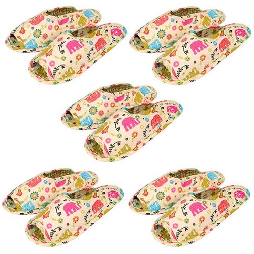 100% 순면 퀼트 면실내화 (5켤레 1세트) 슬리퍼 거실화 덧신 어린이집 유치원 사무실 실내용 천슬리퍼 2, 1개, 32.MF166옐로우_여(5개 1세트)