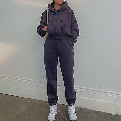 쪼예 도톰 기모 크롭 후드 조거 밴딩 트레이닝 팬츠 세트