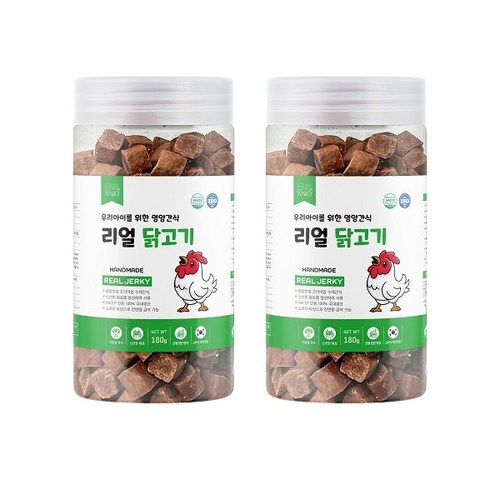 오늘 핸드메이드 국산 리얼져키 강아지 간식 180g, 2개, 리얼져키 닭고기 180g