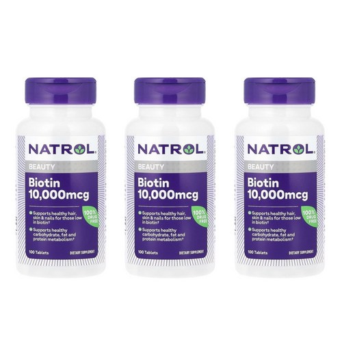 나트롤 바이오틴 NATROL Biotin Calcium 10000mcg 100정 3개
