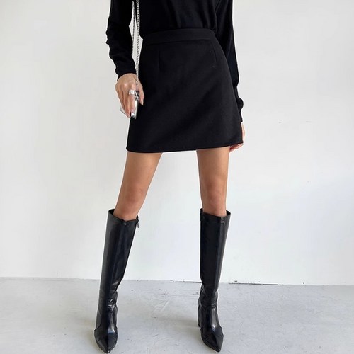 [Bahn 3컬러] 어반 울 A라인 오피스룩 미니 스커트