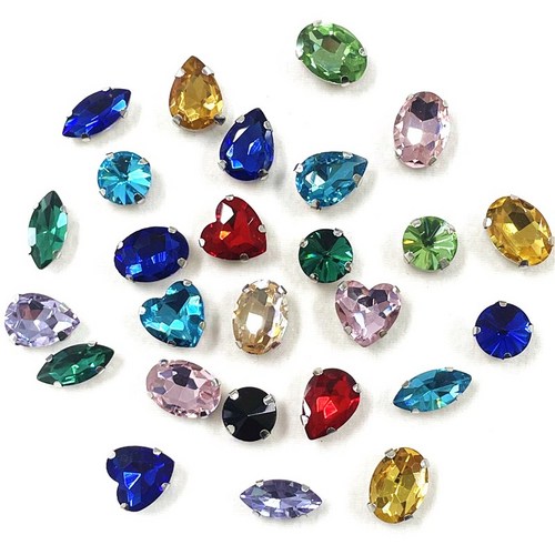 크리스탈 유리큐빅스톤비즈 꼬다리버클의류용뜨개수예, 올리브형, 초록연두(PK09), 1개