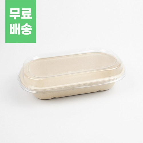 펄프 도시락 용기 500개 세트 850ml 투명뚜껑 펄프뚜껑, 1개
