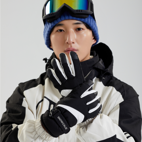 스노우캘리 남여공용 터치 분실방지 스키 장갑, M, 블랙, 1개