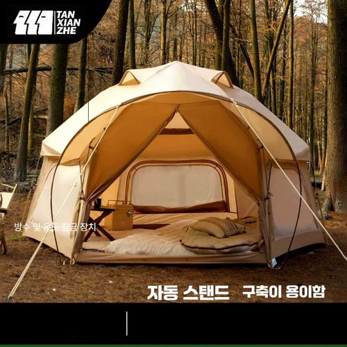 두리 텐트 차박 차박텐트 접이식 방수 캠핑텐트, 상세페이지 참고, 카키 육각 텐트