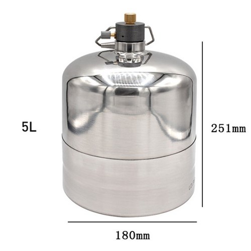 야외 캠핑 304 스테인레스 스틸 병 LPG 가스통 순환 팽창식 가스 탱크 휴대용 스토브 장비, 02 5L, 1개