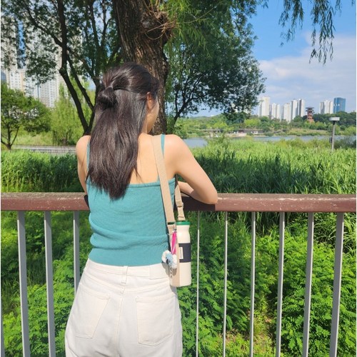 어반에코 어반 드링크백 텀블러 텀블러가방 _ 크로스 보틀형 끈조절 가능, 베이지, 1개