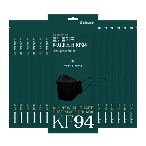 [특대형] 올뉴올가드 KF94 황사마스크 (화이트블랙) 5매입, 20개, 블랙