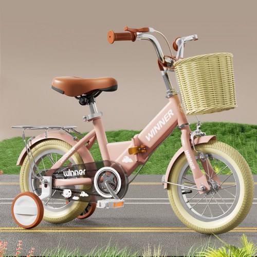 어린이 자전거 3-4-5-6-7-8세 아동용 보조바퀴 자전거, E, 12인치, PINK
