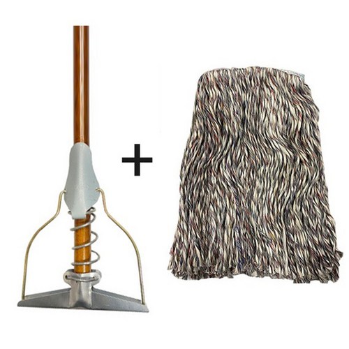용품시티 니스 마포대 색사 마포걸레 세트 대걸레 마포 막대 청소 밀대, 4자 니스 자루 + 색사 마포 걸레, 1세트