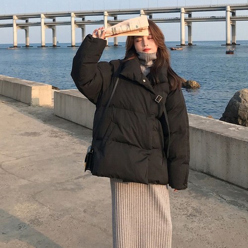 ANYOU 여성 겨울 캐주얼 루즈핏 점퍼 따뜻한 심플 여성 솜옷